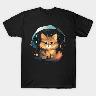 Somali Cat Rainy Day With Umbrella T-Shirt